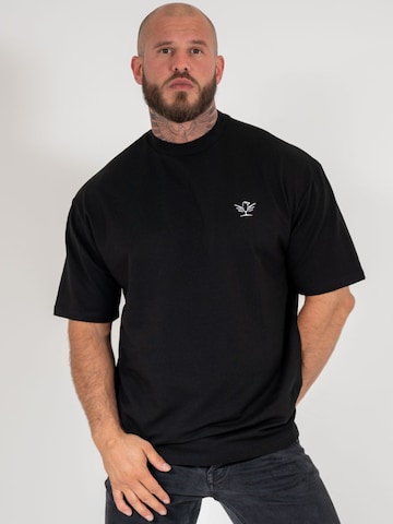 leon aguila Shirt 'Black Embroidered Tee' in Zwart: voorkant