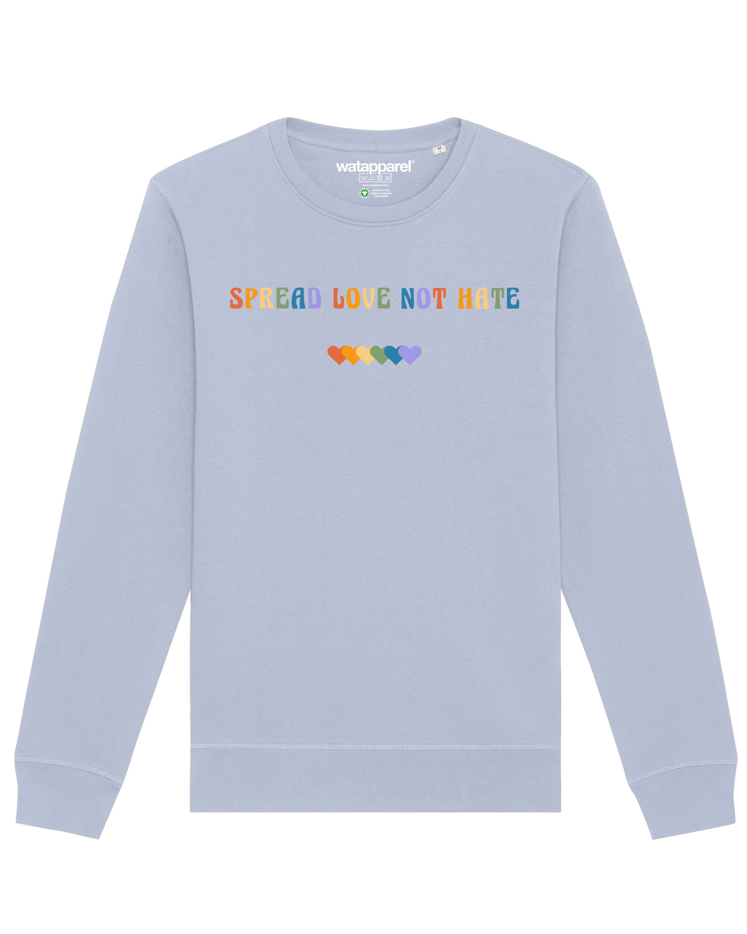 Watapparel Sweatshirt ' Spread Love not Hate ' in Blau: Vorderseite
