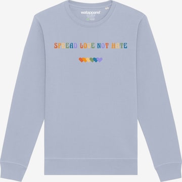 Watapparel Sweatshirt ' Spread Love not Hate ' in Blauw: voorkant