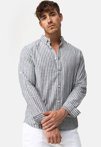 INDICODE JEANS Regular fit Button Up Shirt 'Brayden' in Grey