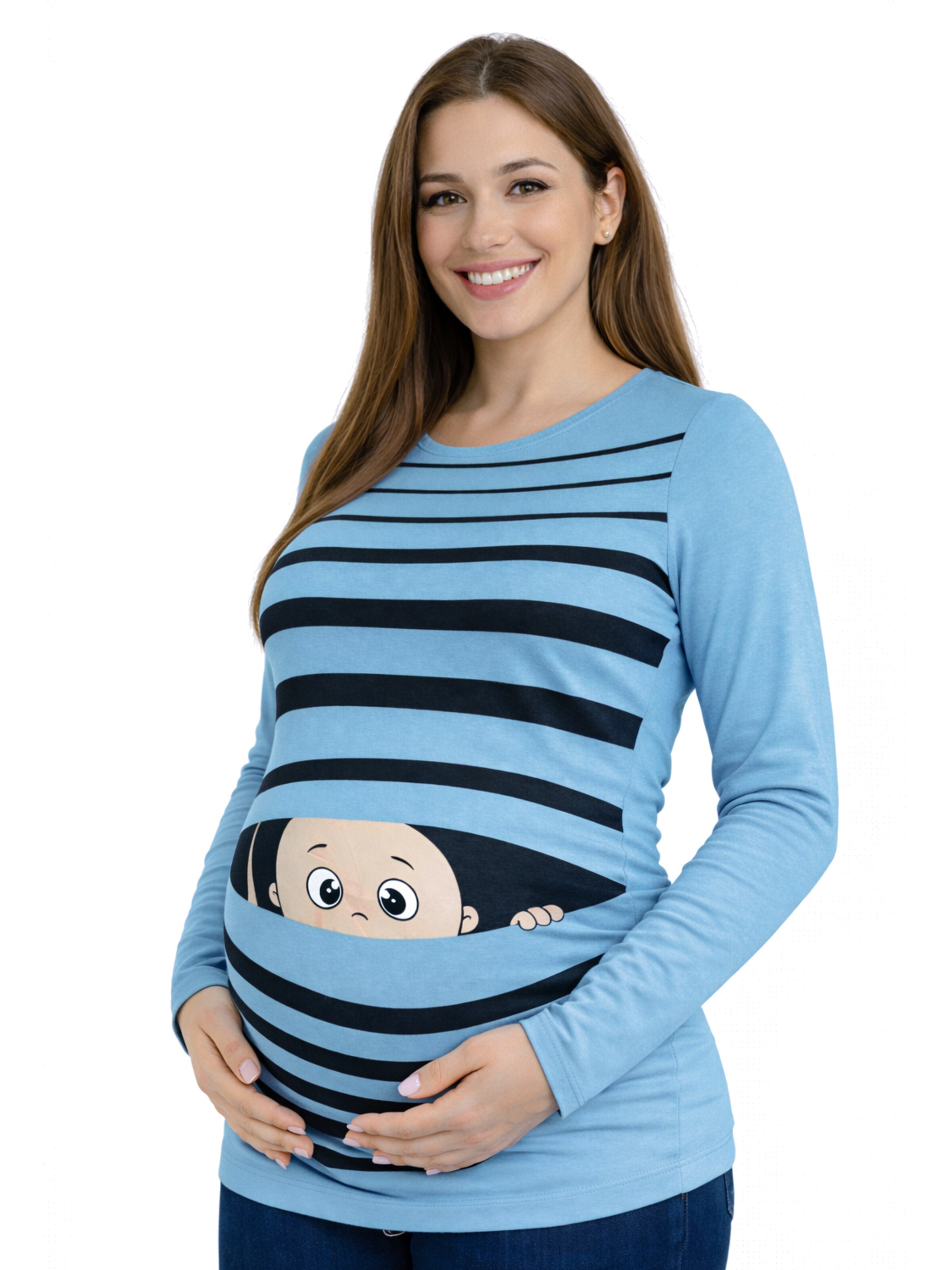 M.M.C. Shirt 'Guck Guck Umstandslangarmshirt' in Blue