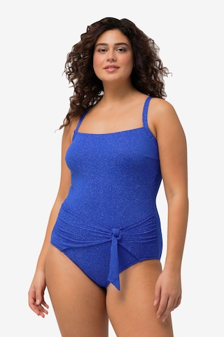 Ulla Popken Bralette Swimsuit in Blue: front