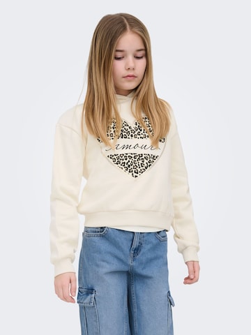 ONLY GIRLS Sweatshirt 'KOGCooper' in Wit: voorkant