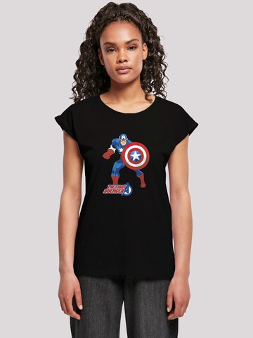 F4NT4STIC Shirt 'Marvel Avengers Captain America The First Avenger' in Zwart: voorkant