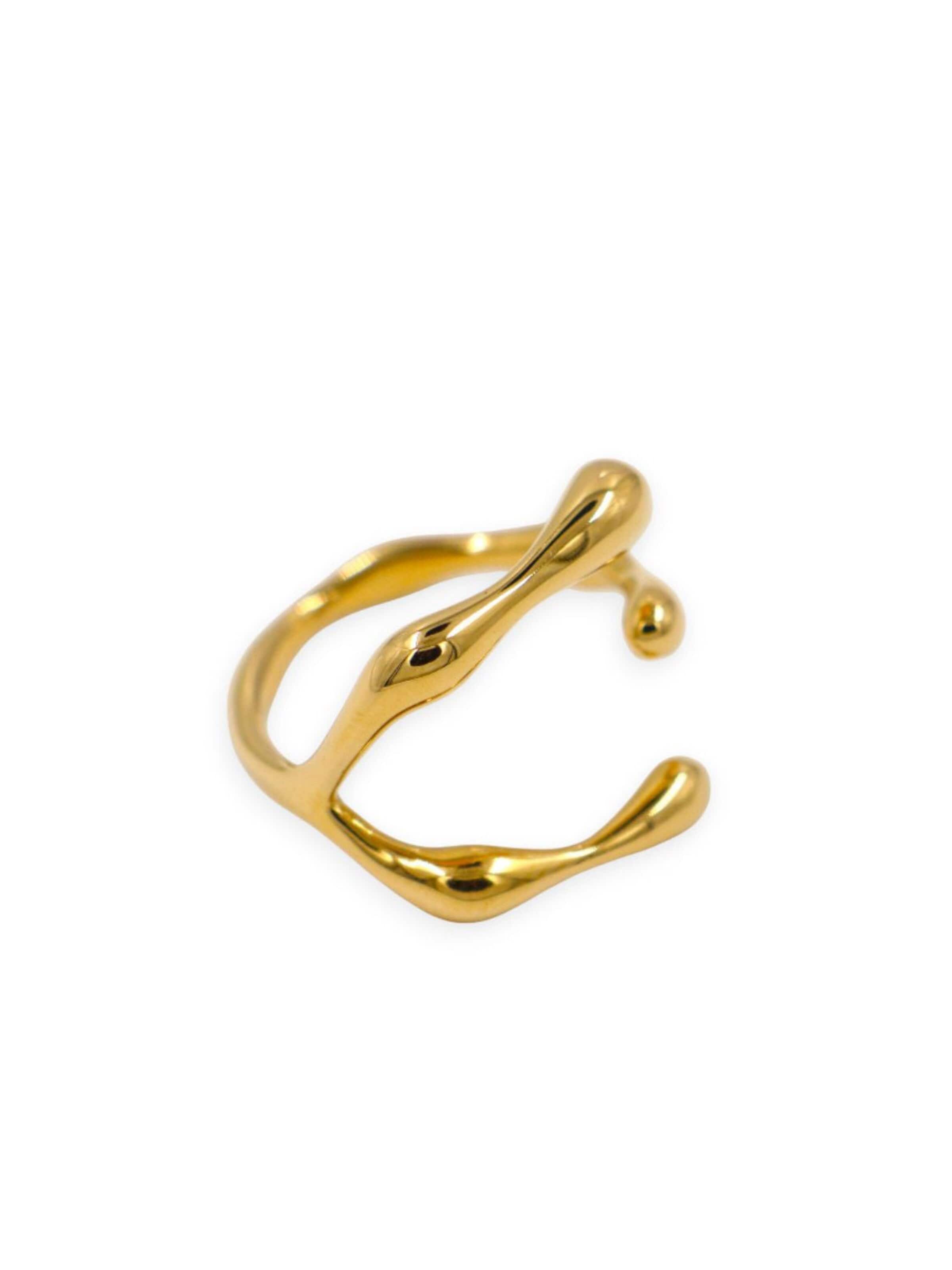 Fräulein Wunder Ring 'Ring Bones Edelstahl'‌‌‌‌‌‌‌‌‌ in Gold: Vorderseite