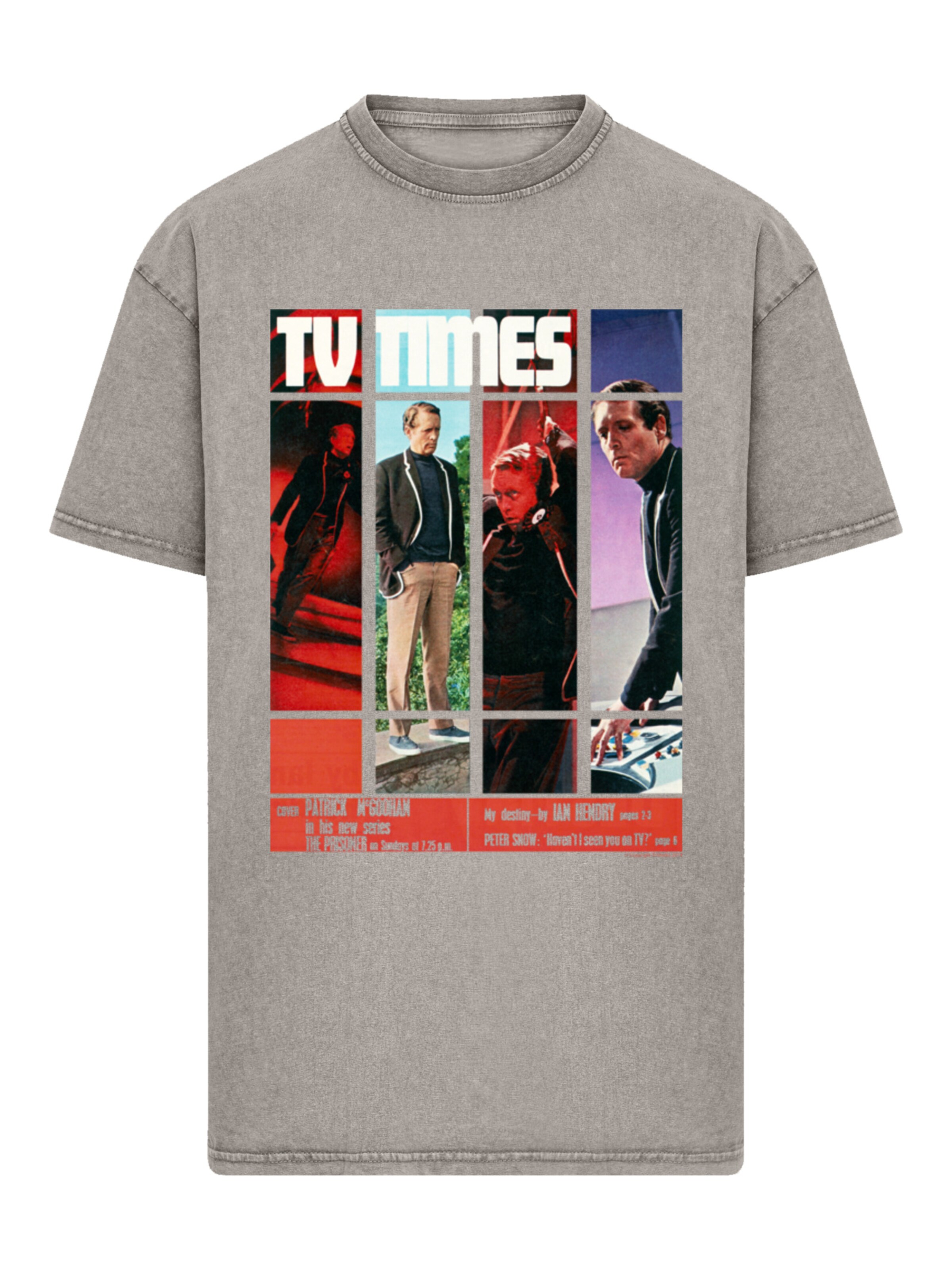 F4NT4STIC Shirt 'TV Times Patrick McGoohan The Prisoner 1967 Cover' in Grey: front