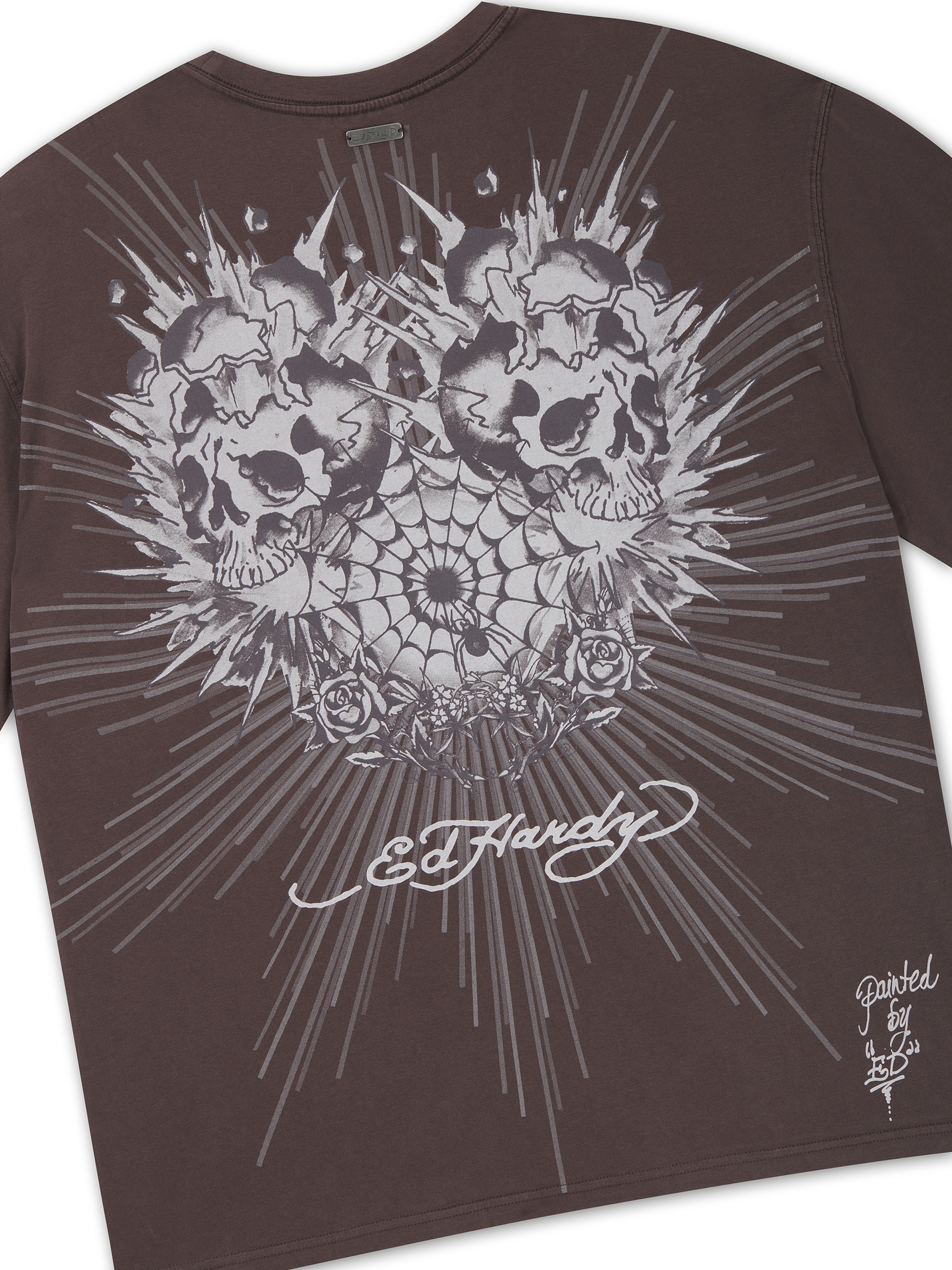 Ed Hardy - Camiseta en marrón: arriba