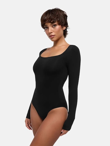 cfab - Body moldeador 'Clean Longsleeve Squareneck Sculpting Bodysuit with Slip' en negro