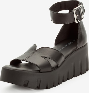 Tamaris Сандали с каишка в черно: отпред