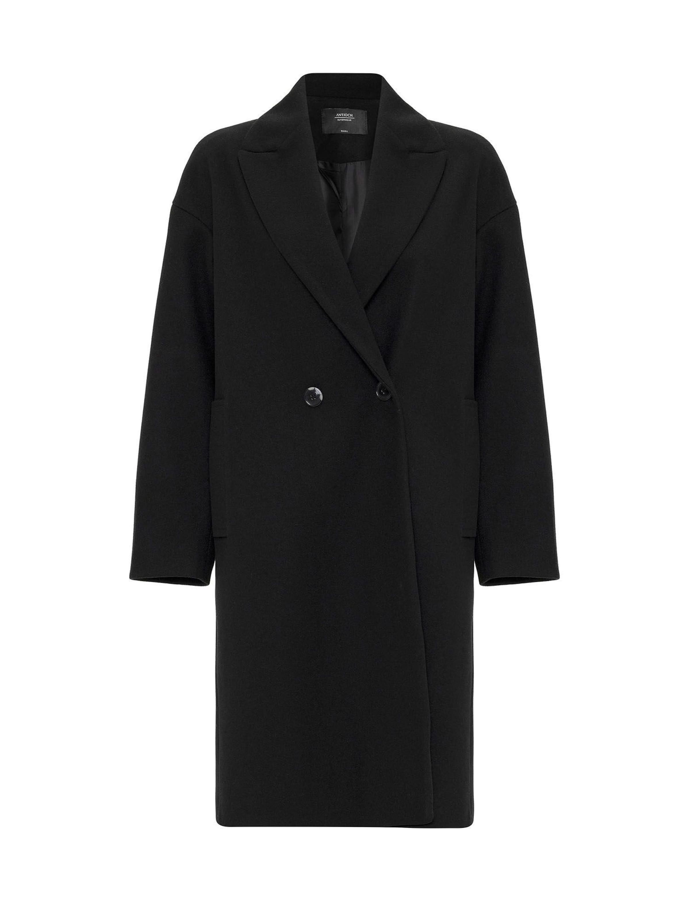 Antioch Преходно палто в черно: отпред