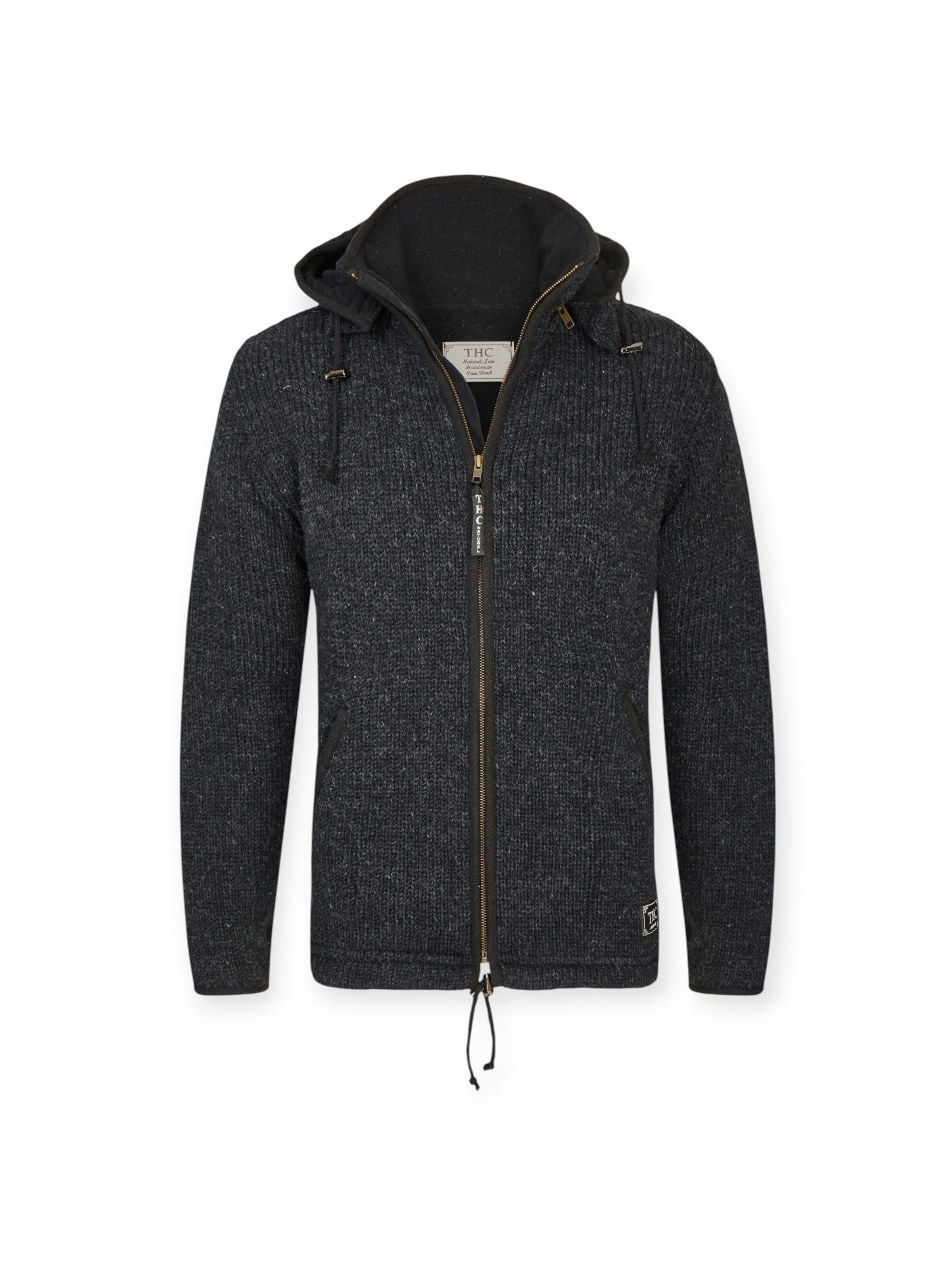 THC Natural Line Knit Cardigan 'THC 509' in Grey: front