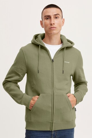 BLEND Zip-Up Hoodie in Green: front