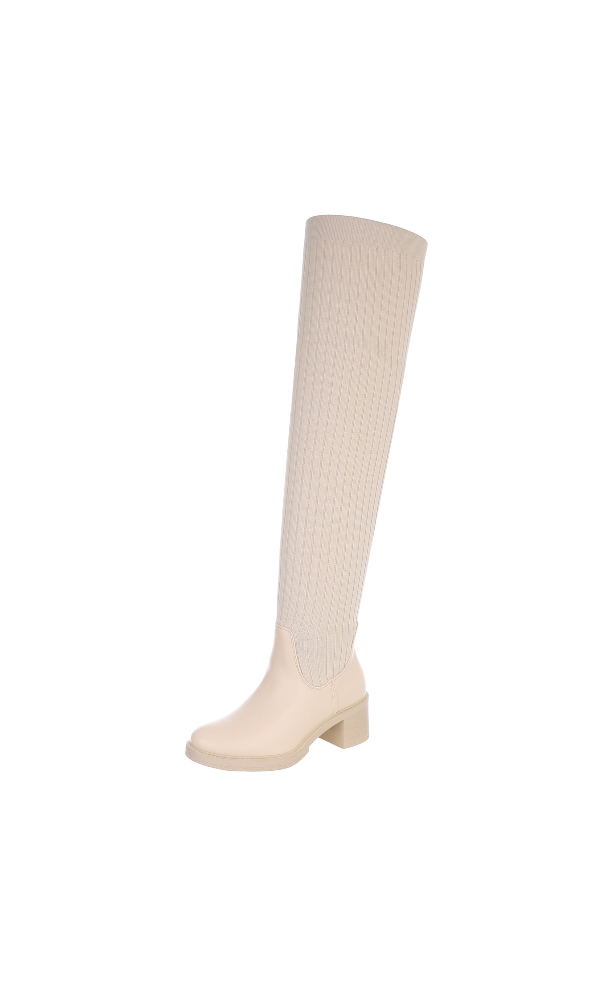 Ital-Design Overknees in Beige: Vorderseite