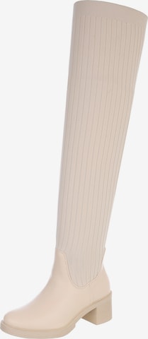 Ital-Design Overknees in Beige: Vorderseite