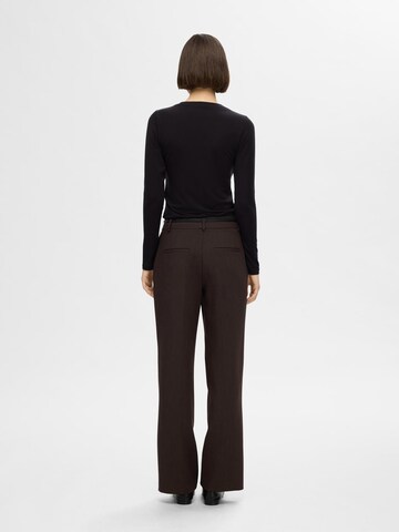 SELECTED FEMME Wide Leg Bukser med fals 'SLFRita' i brun