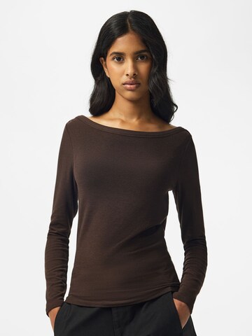 PIECES Shirt 'PCSof' in Braun: Vorderseite