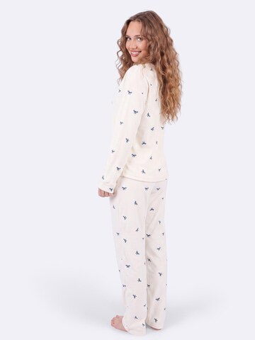 COZEE Pyjamas 'Blue Ribbons Velvet Pyjamas' i vit