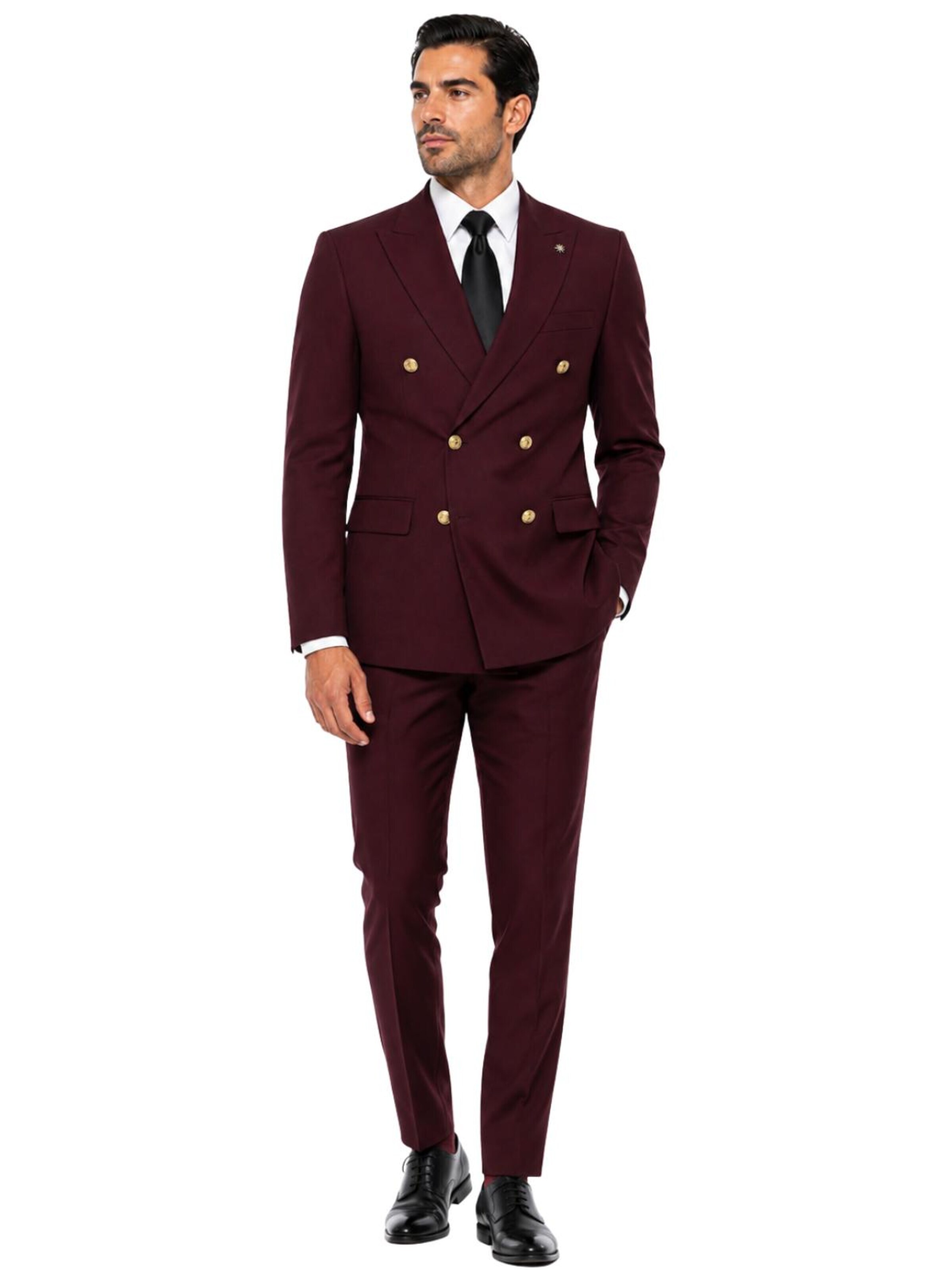 Guild Suit 'Slim Fit Zweireiher Anzug - Metallknopf' in 46 in Bordeaux, Item view