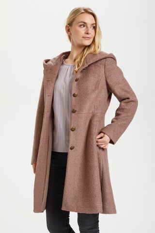 Cream Between-Seasons Coat 'Annabell' in Brown: front