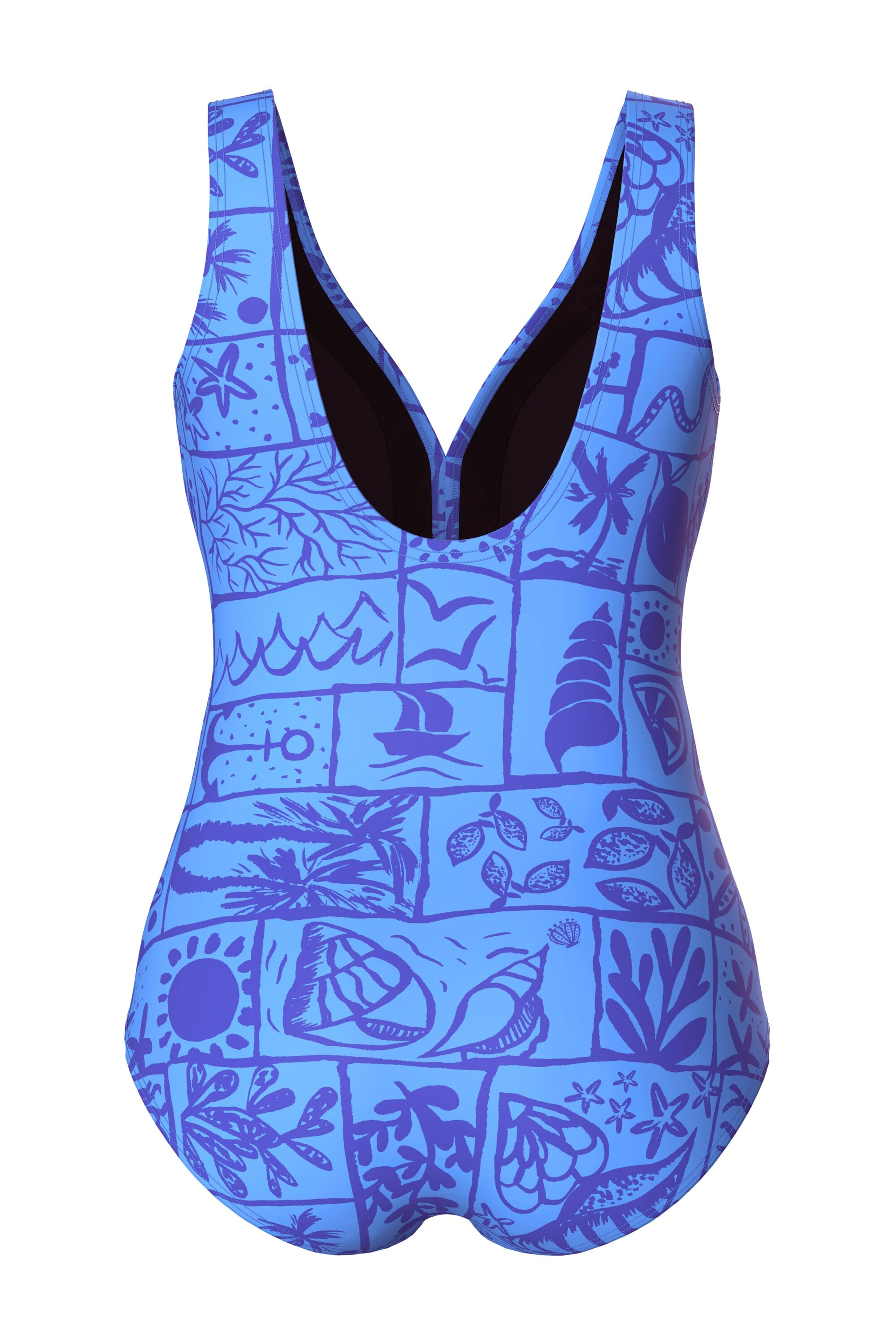 Ulla Popken Triangel Badpak in Blauw