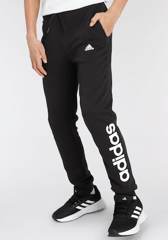 ADIDAS SPORTSWEAR Tapered Workout Pants 'Essentials Linear Logo' in Black