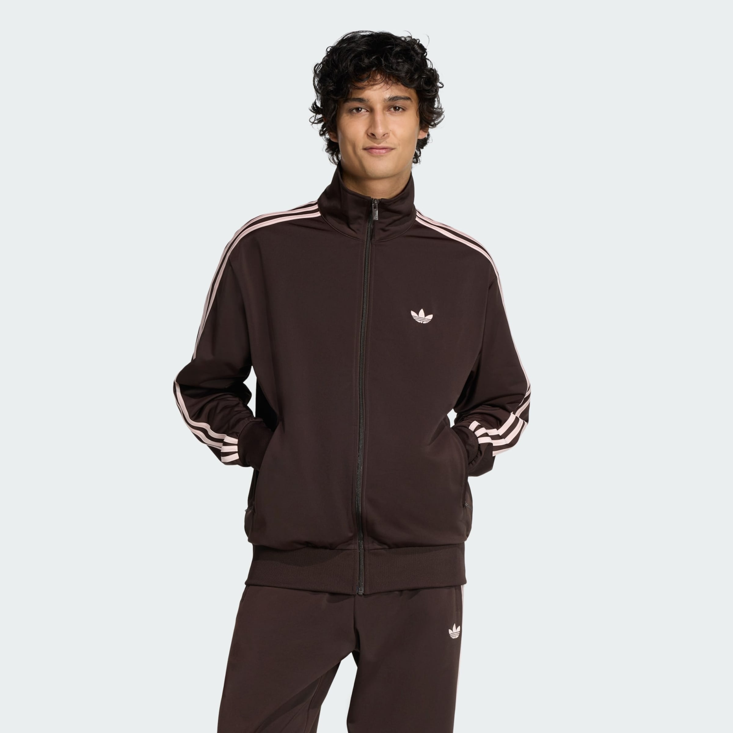ADIDAS ORIGINALS Zip-Up Hoodie 'Firebird' in Dark Brown | ABOUT YOU