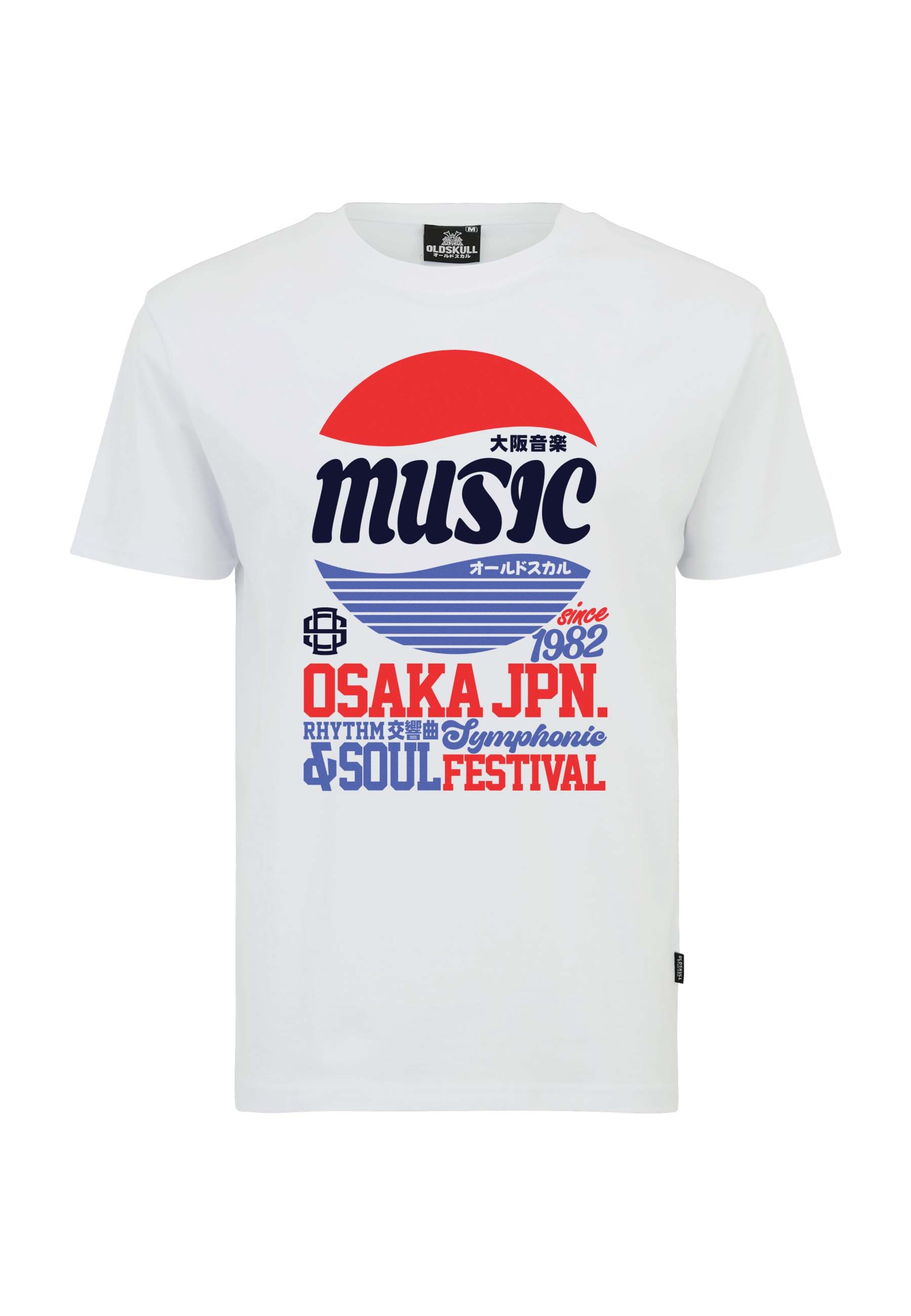 Oldskull Shirt 'Asian Osaka Music Logo Graphic' in White: front