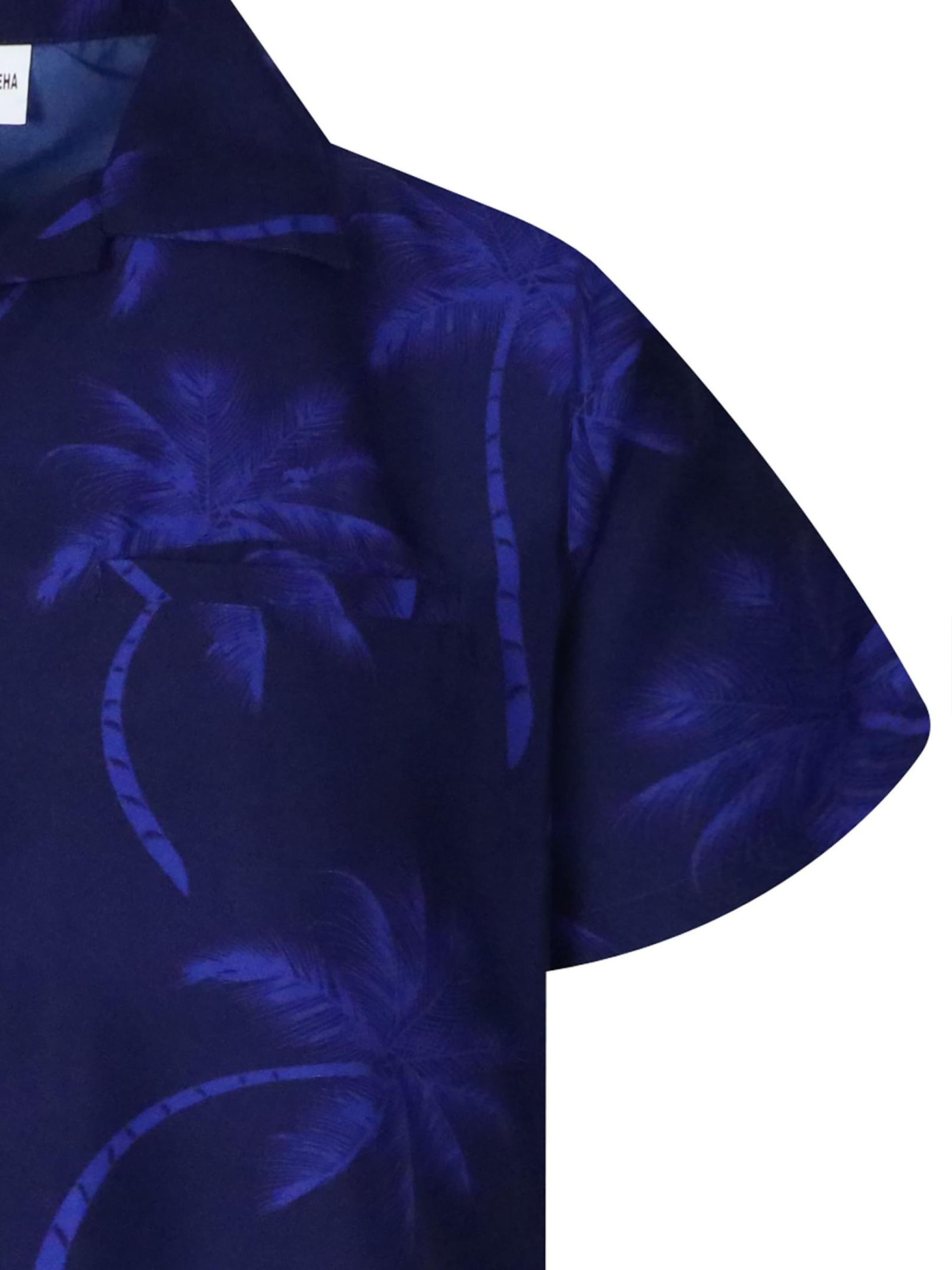King Kameha Shirt 'Palmshadow' in Blauw