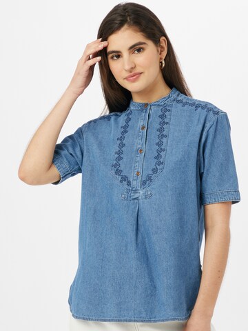 Superdry Bluse 'Grandad' in Blau: predná strana