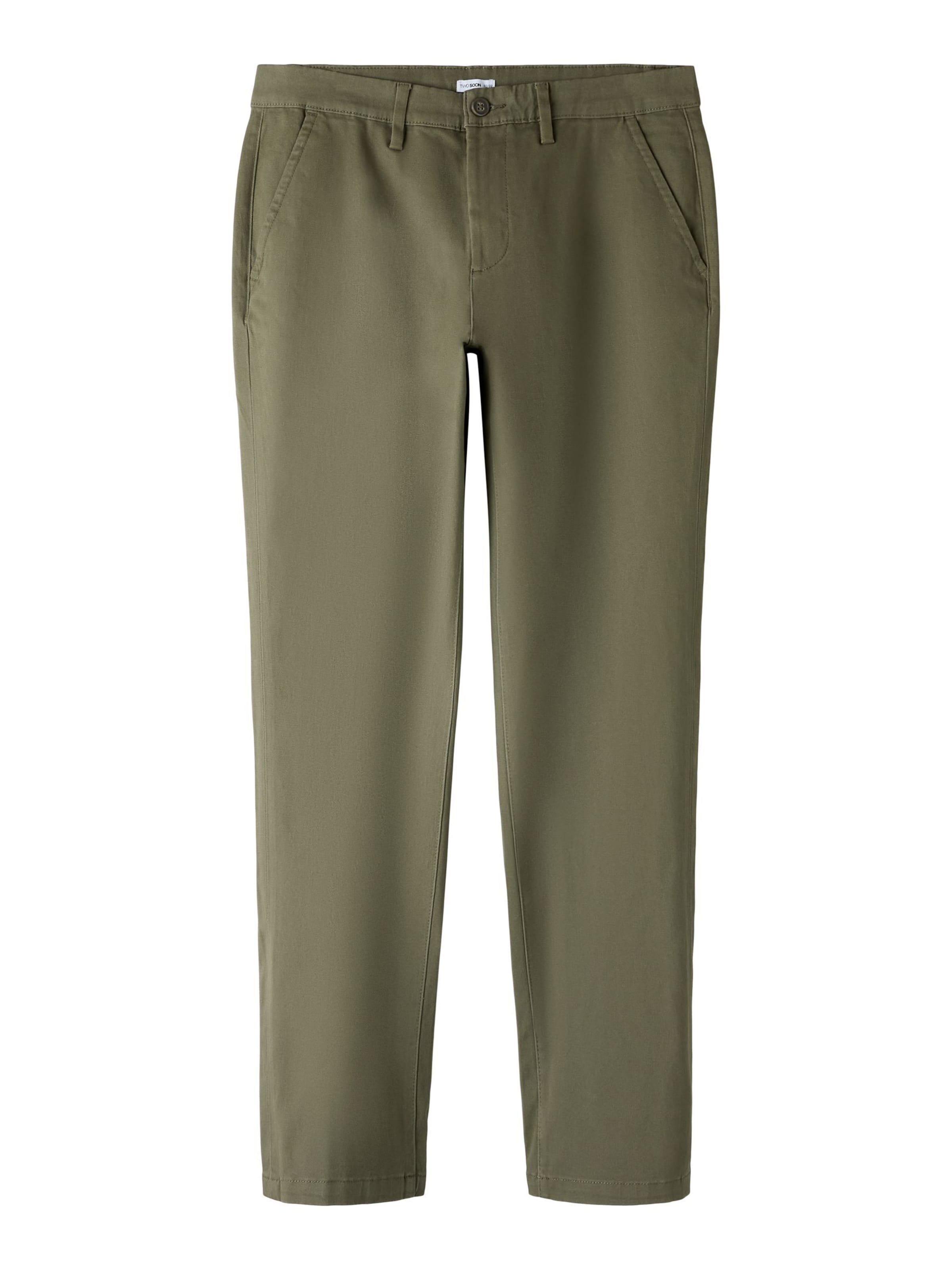 TWO SOON Slimfit Lærredsbukser i grøn: forside