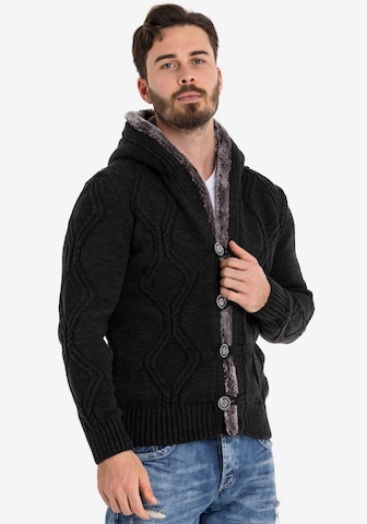 CIPO & BAXX Knit Cardigan in Black: front