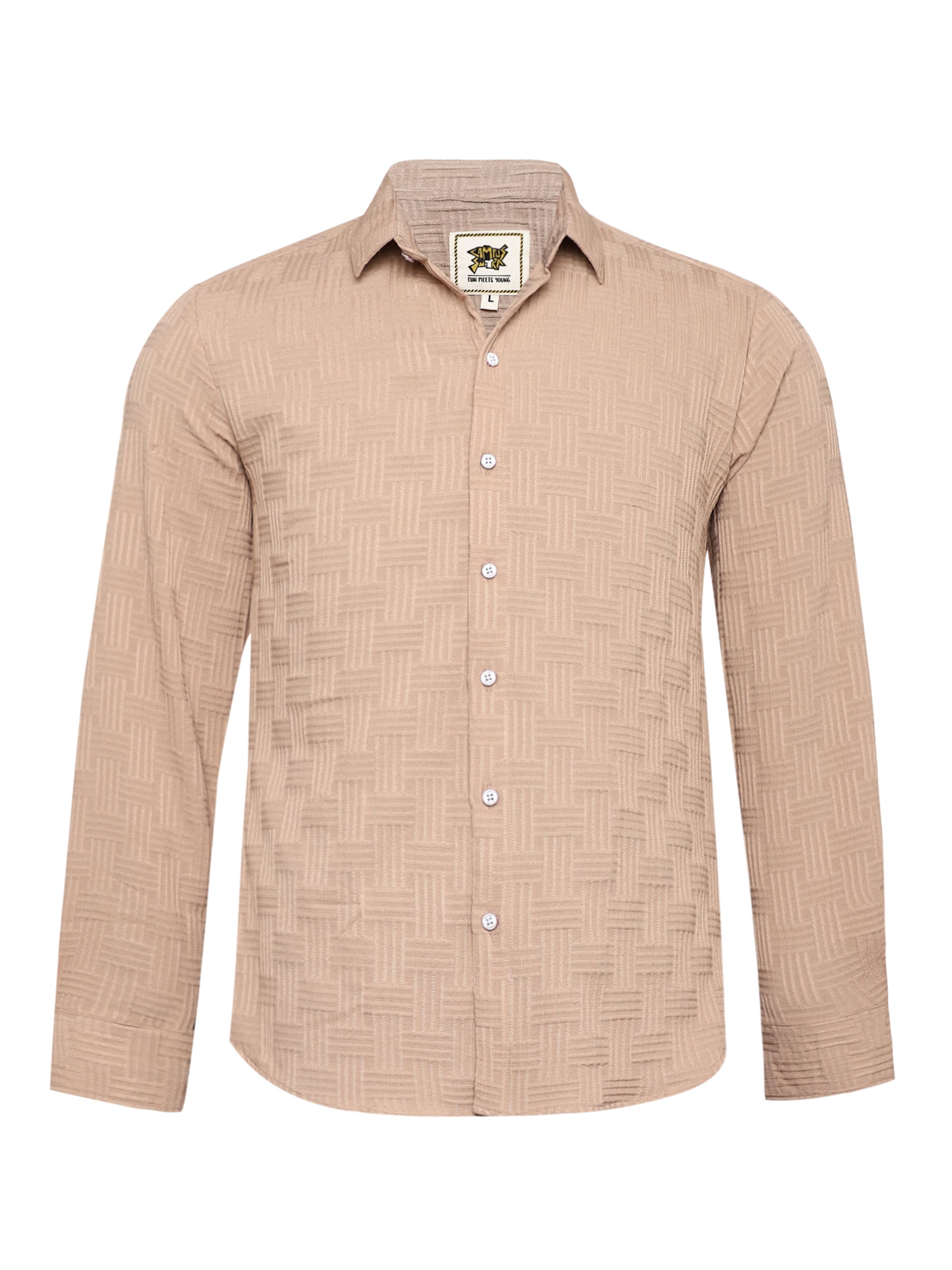 Coupe regular Chemise 'Suse' Campus Sutra en beige : devant