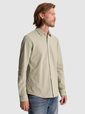 CAST IRON Slim fit Overhemd 'Jersey shirt with stripe pattern and woven effect' in Beige