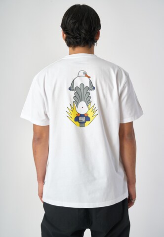 Cleptomanicx T-Shirt 'Scooter Gull' in Weiß