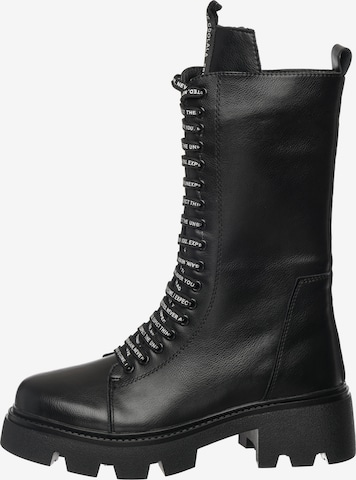 CESARE GASPARI Lace-Up Boots in Black: front