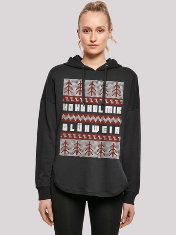 F4NT4STIC Sweatshirt 'Ho Ho Hol mir Glühwein Weihnachten' in Zwart: voorkant