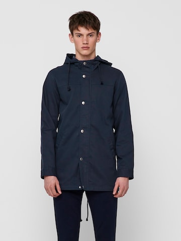 Parka di mezza stagione 'Alex' di Only & Sons in blu: frontale