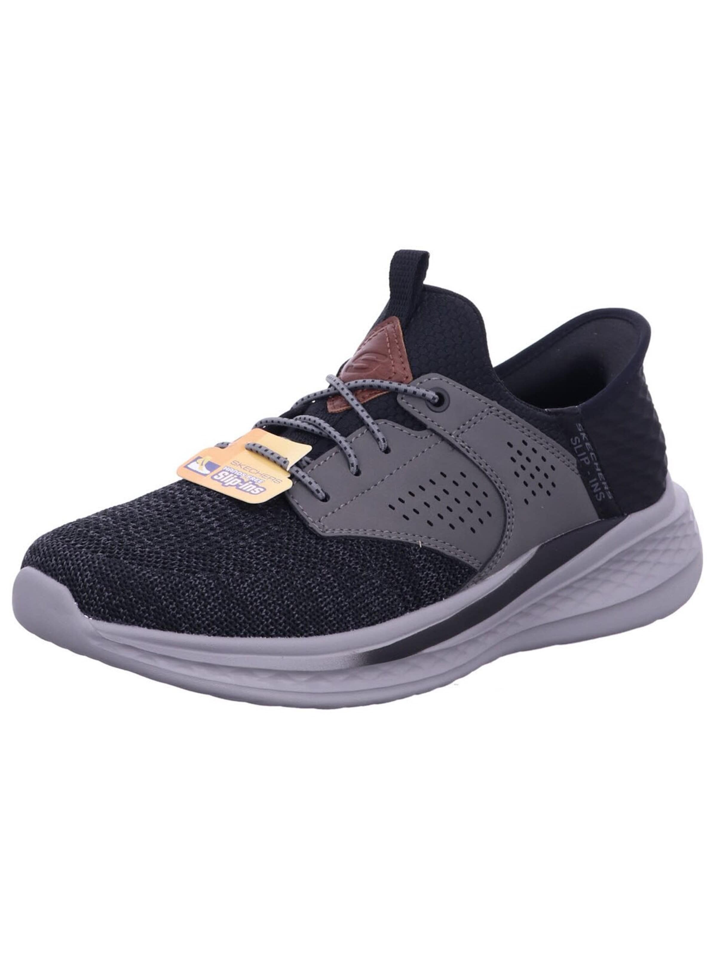 Ciabatta 'Slipper Herren 210889 BKGY Kunststoff (Synthetik) in schwarz' di SKECHERS in nero: frontale