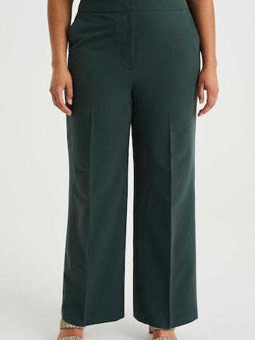 WE Fashion Широки крачоли Панталон с ръб в зелено: отпред