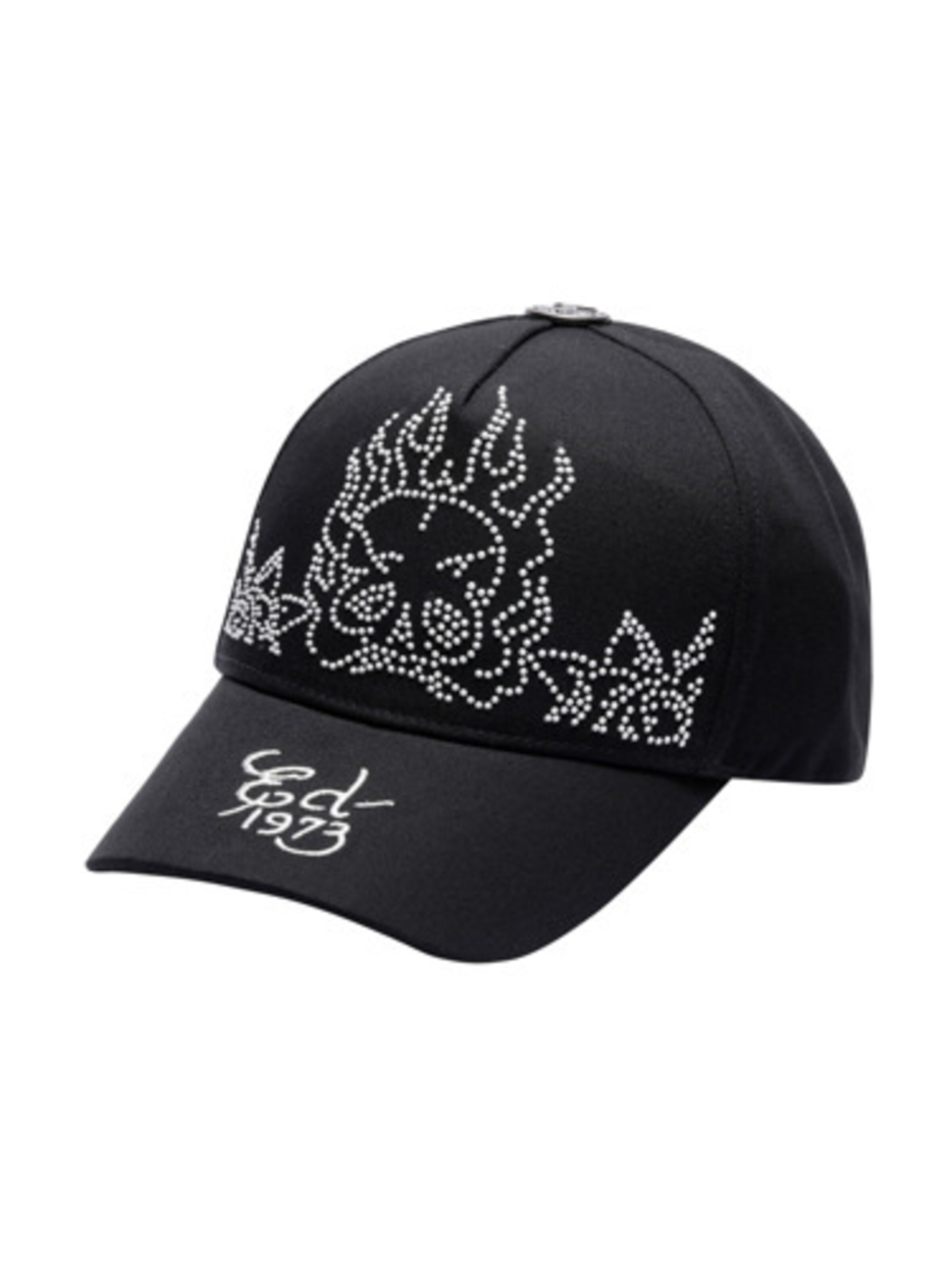 Ed Hardy Pet 'Flaming Skull 6' in Zwart: voorkant