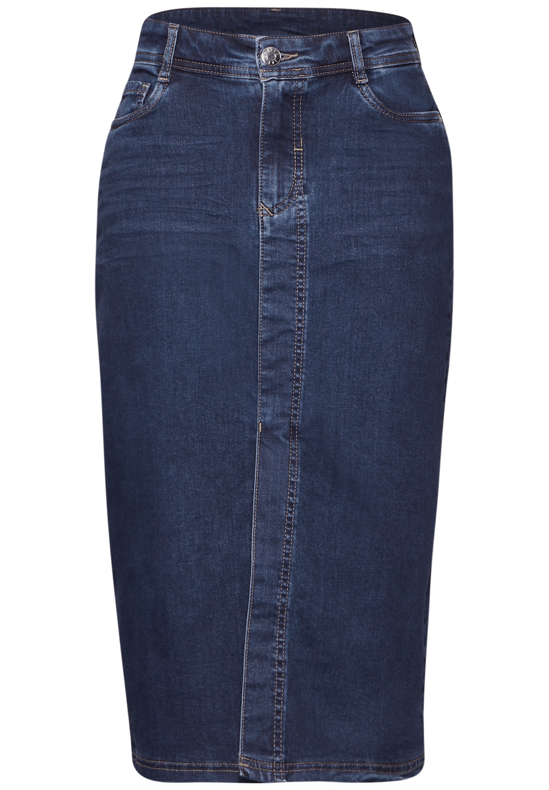 STREET ONE Midi Jeansrock in Blau: Vorderseite