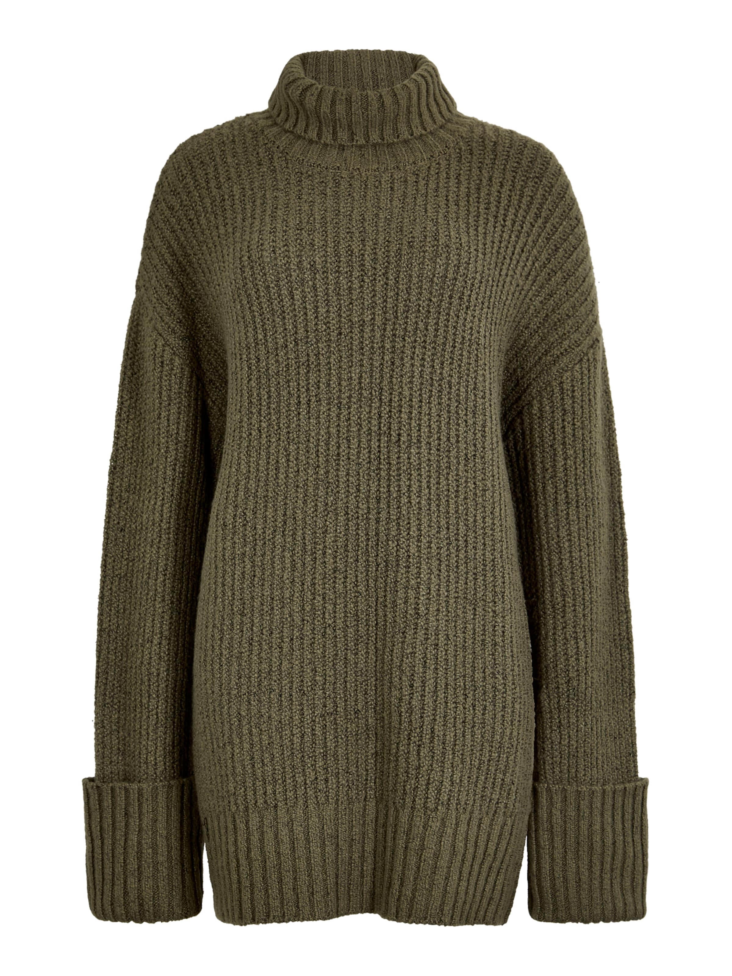 Apricot Boucle Knit Fisherman Jumper Mini Dress ' ' in Grün: Vorderseite