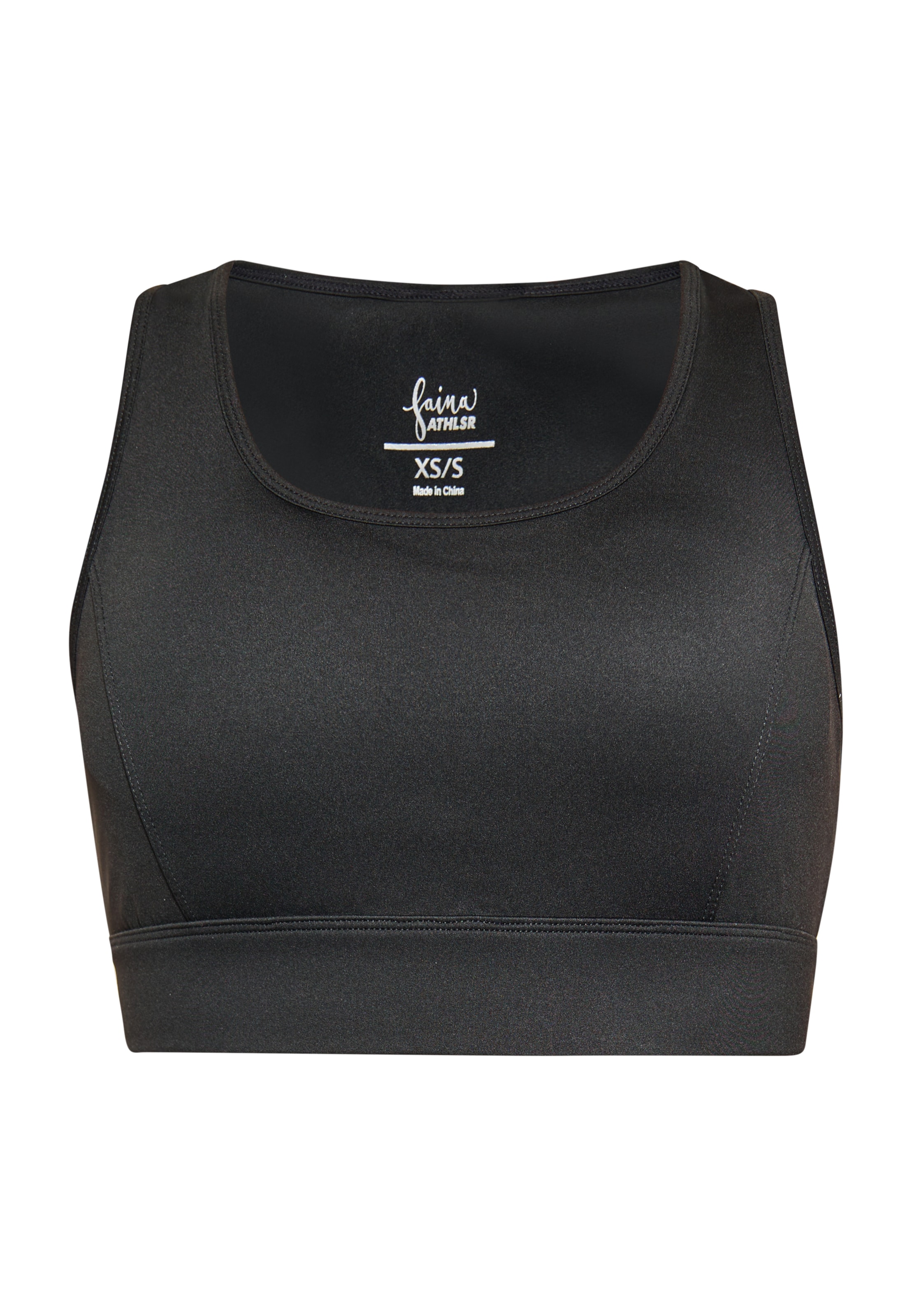 faina Athlsr Õlapaelteta topp Spordirinnahoidja, värv must: eest vaates