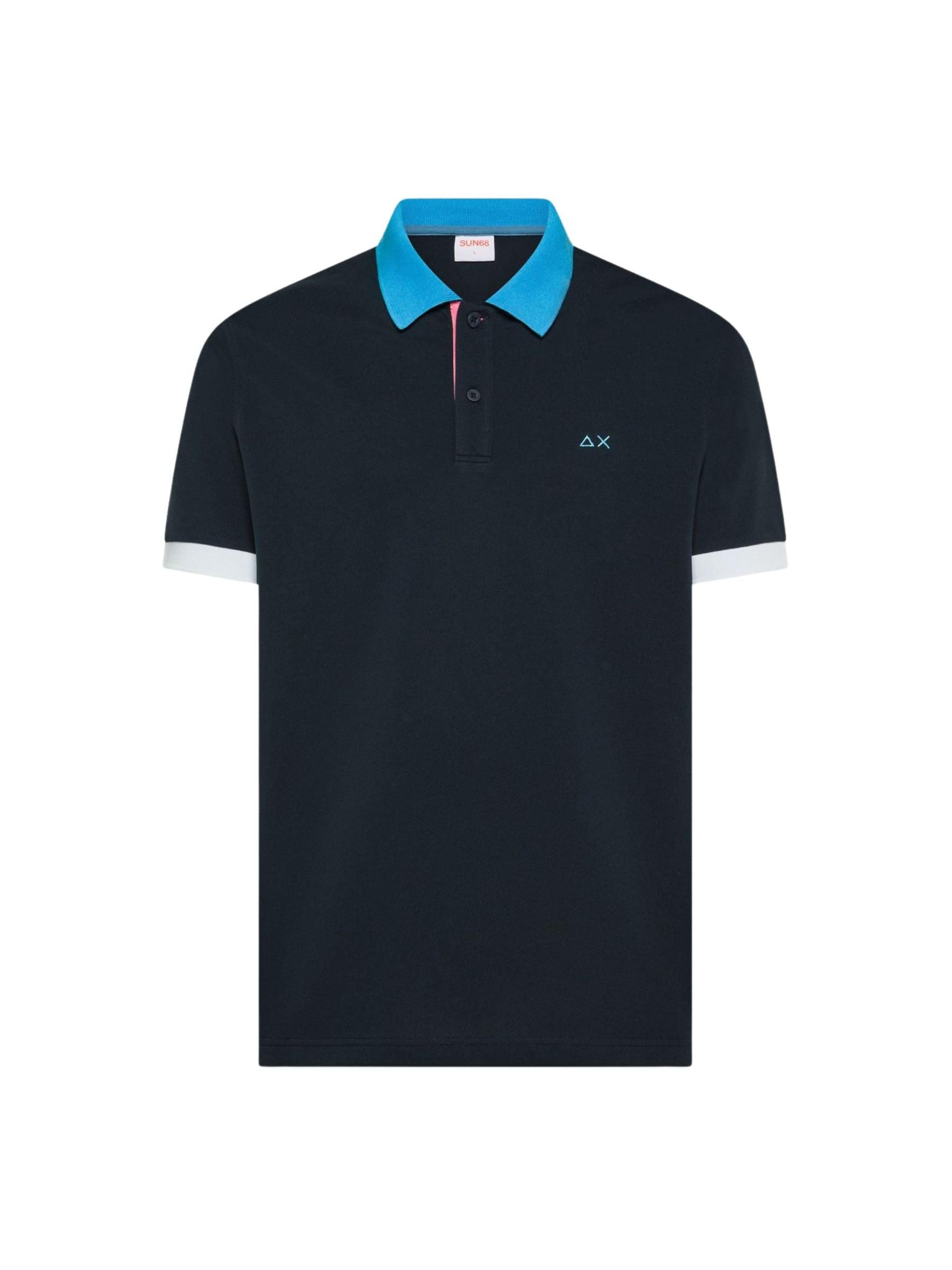 SUN68 Shirt 'SUN68 POLO 3 COLOR WAY S/S POLO' in Blauw: voorkant