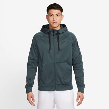 NIKE Athletic Zip-Up Hoodie in Green: front