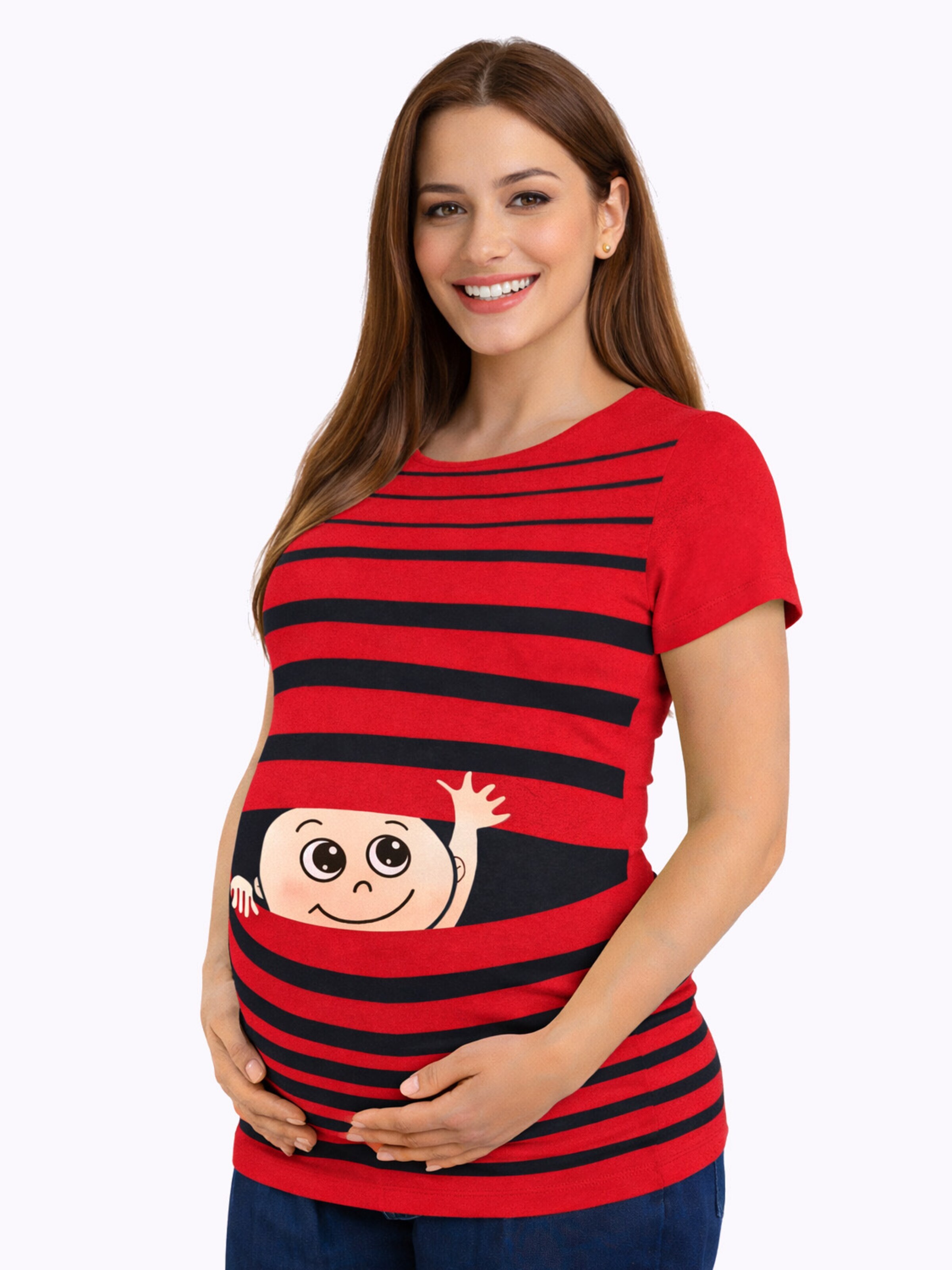 M.M.C. Shirt 'Winke Winke Umstandsshirt' in Red: front