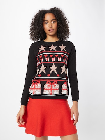 ONLY - Pullover 'XMAS WRAP' em preto: frente