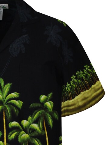KY's Regular Fit Hemd 'Grüner Palmenwald'‌‌‌‌‌‌‌ in Schwarz