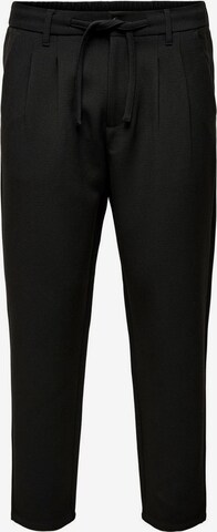 Only & Sons Regular Pleat-Front Pants in Black: front