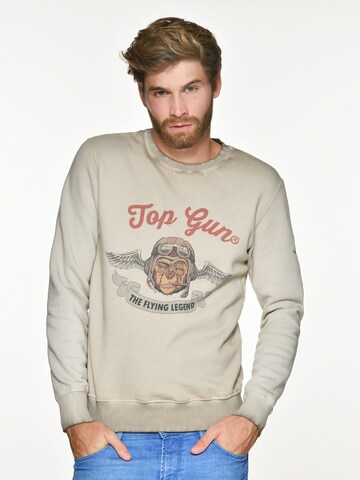 TOP GUN Sweatshirt 'Smoking Monkey' in Beige: front